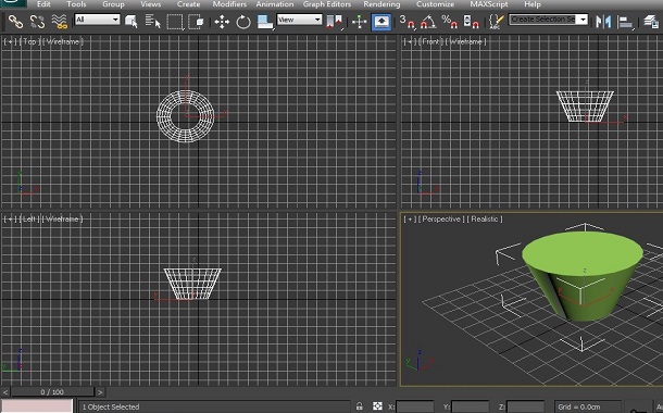 روش خلق حجم Cone در 3D Max