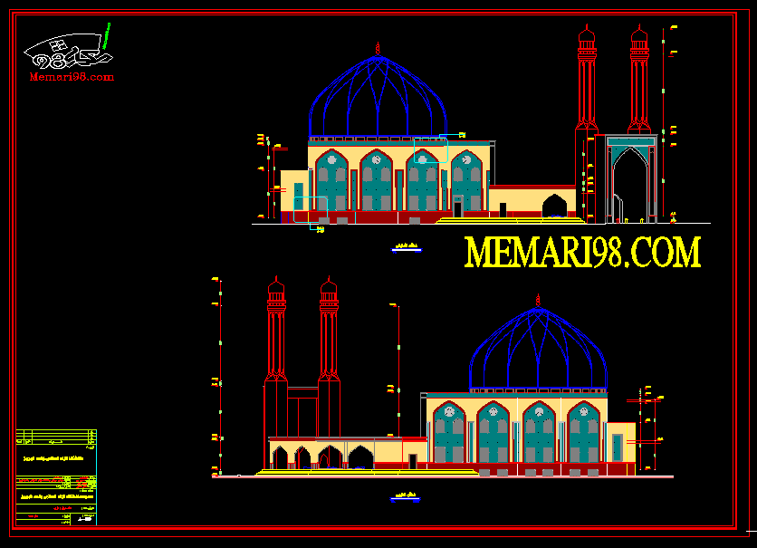 نقشه کامل مسجد شامل 30 شیت