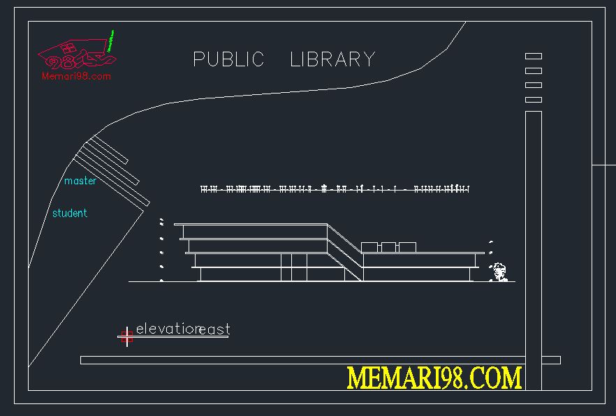 نقشه کتابخانه عمومی ( رندر - عکس ماکت - اتوکد - psd - پوستر )
